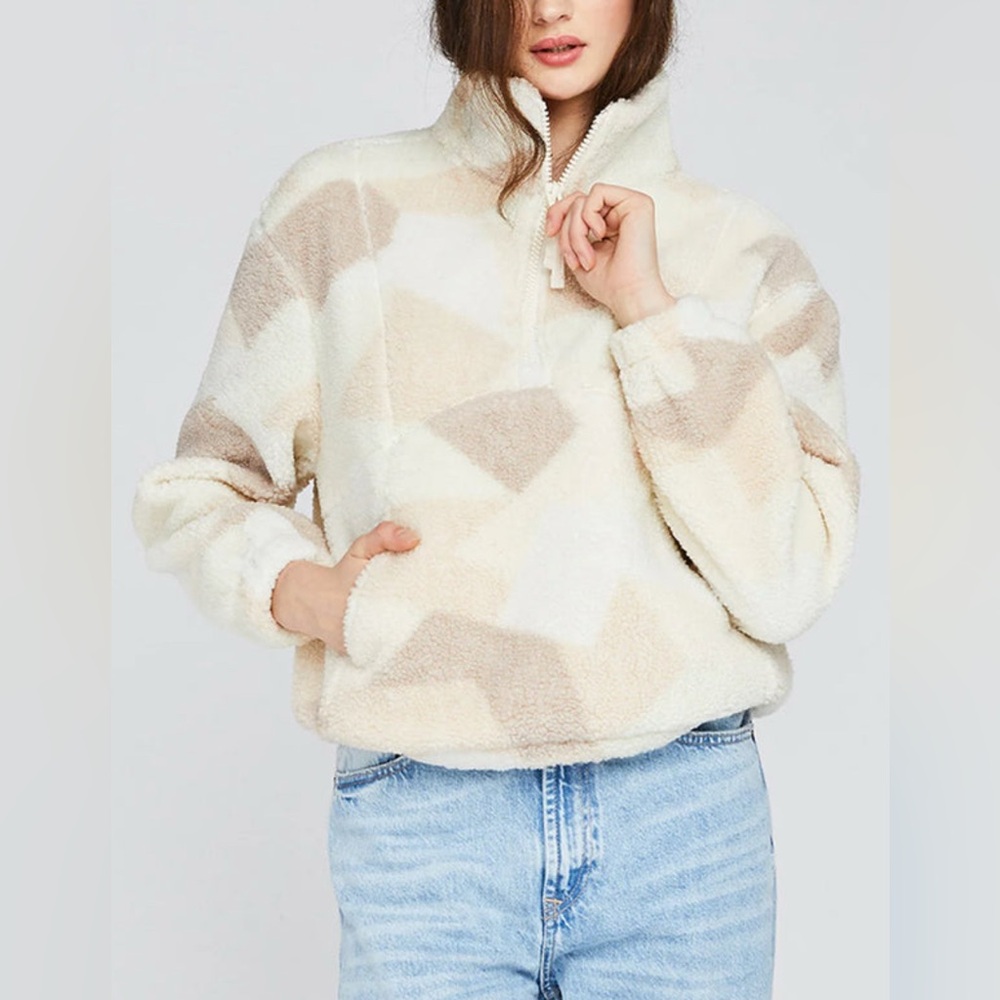 Gentle Fawn Caleb‎ Sweater Pullover Cream Beige Faux Sherpa Cozy Warm